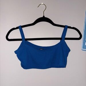 SHEIN Blue Sleeveless Fitted Crop Tank Top